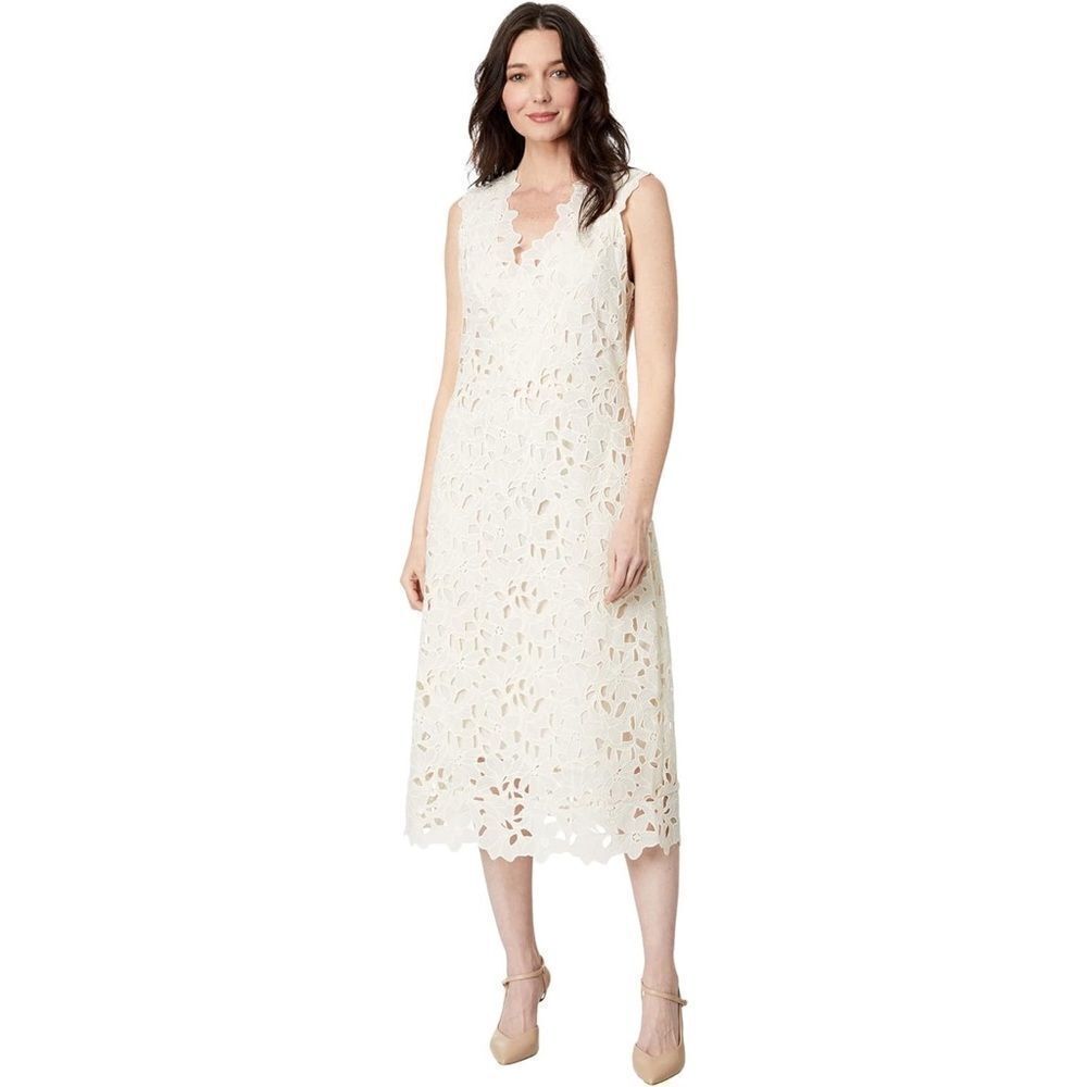 Vince Nouveau Ivory Floral Lace V-Neck Midi Dress Size 2